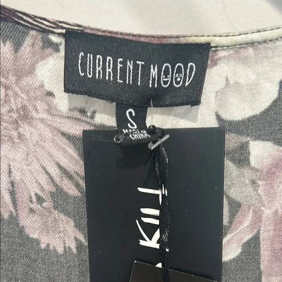 Current Mood Black purple Tiered v neck Mini Dress oversized small women’s new - Picture 2 of 6